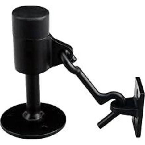 Fermaporta resistente con gancio in acciaio inox spazzolato, da parete, con paracolpi in gomma, fermaporta da parete per ufficio domestico, nero (1/4)