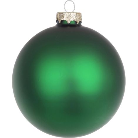 Palline per albero di Natale in vetro decorate color Verde Allegro Opaco -4 sfere da 10 cm