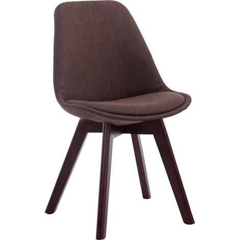 Sedia da pranzo di design scandinavo x1 in tessuto marrone e base in legno marrone a 4 gambe 100003300