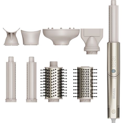 VEVOR 8-in-1-Lockenstab, 1,25-Zoll-Lockenstab-Set aus Keramik mit 2 Zylindern, 2 Bürsten, 4 Düsen für trockenes/glattes/lockiges/voluminöses Haar, Lockenstab für langes, mittellanges und kurzes Haar (1/5)
