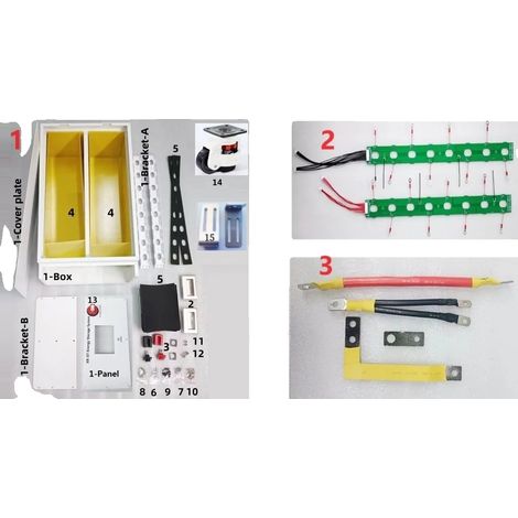 Kit de caja de batería para armar, diseño modular, compatible con sistemas solares, XR07-280wheelPCBBUS (1/2)