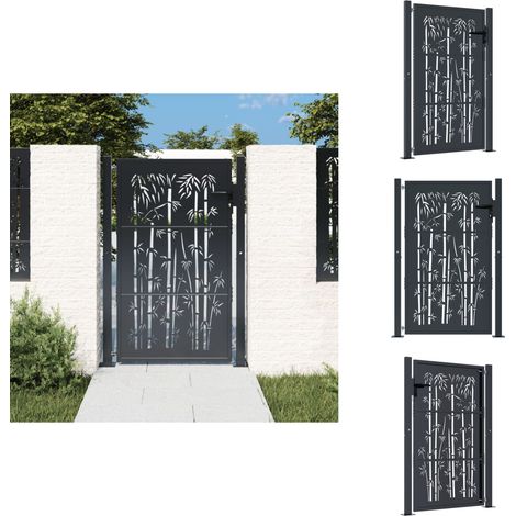 Gartentor Anthrazit 105x155 cm Stahl Bambus-Design - Gartentor - Metalltor - Stahltür - Zaun - Einfahrtstor (1/5)