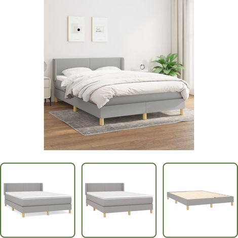 Matratze - Boxspringbett mit Matratze Hellgrau 140x190 cm Stoff (1/5)