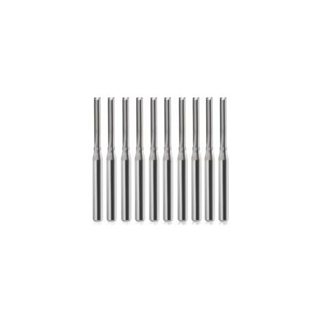 Fresa a due taglienti dritti da 3,175 x 2 x 15 mm per legno, punte per fresatura CNC, confezione da 10 - Crezuo