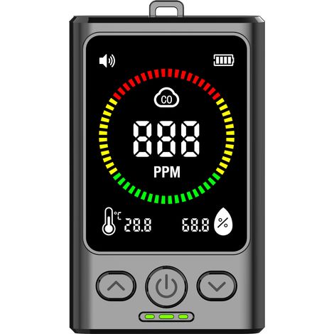 Détecteur de Monoxyde de Carbone Portable Haute Sensibilité - Alarme CO avec Affichage Numérique PPM pour Camping, Randonnée, Garage et Maison - Alimentation USB 5V-Alovez
