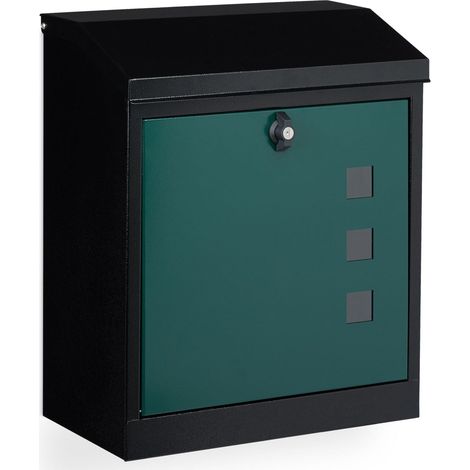 Boîte aux lettres murale grande pour courrier volumineux 53 x 43,5 x 26 cm en acier galvanisé noir (1/4)