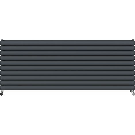 Warmehaus Horizontal Radiator Oval Double Anthracite 590x1600mm (1/5)