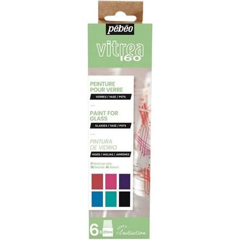 Peinture sur verre - PEBEO - Vitrea 160 - 6 pots de 20ml - Kit économique - Boîte personnalisable (1/3)