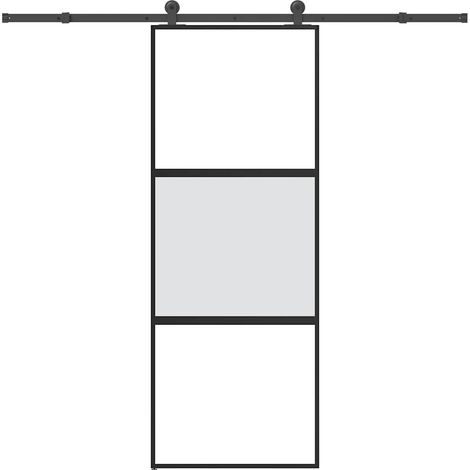 Schiebetür mit Beschlag 76x205 cm Hartglas & Aluminium