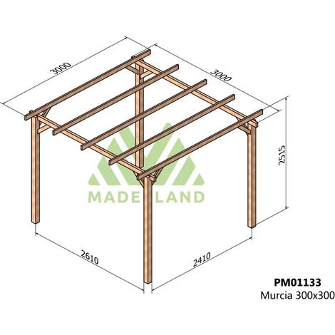 Pérgola de Madera Maciza Murcia (Maderland) - Gardeneas - 300 x 300 cm