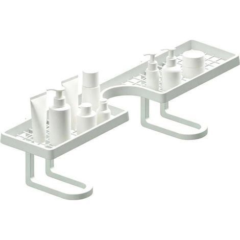 Étagère de lavabo 19,69 pouces au-dessus du robinet - Sans perçage, drainage rapide - Blanc (1/5)