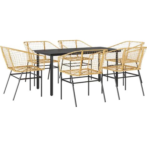 Maison Exclusive - 7-teiliges Garten-Esszimmerset Braunes Polyrat