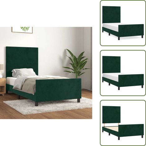 Letto con testiera regolabile - vidaXL Giroletto senza Materasso Verde Scuro 80x200 cm in Velluto - Giroletto in velluto