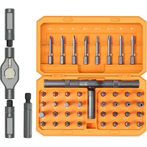 Jeu de tournevis de précision, 42 en 1, magnétique, multi-embouts, avec 40 embouts, manche à cliquet amovible en T, magnétiseur, mini kit d'outils de réparation pour l'entretien (1/5)