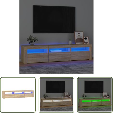 The Living Store TV-Schrank mit LED-Leuchten Sonoma-Eiche 180x35x40 cm - TV Schrank - Holzwerkstoff - Sonoma Eiche - LED Beleuchtung - Regal (1/5)