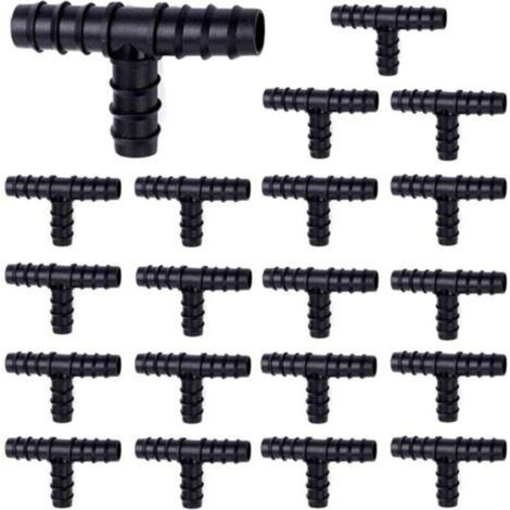 20pcs Connecteurs de Tuyaux pour 16 mm Système d'Irrigation Tee. Tés Raccord d'Irrigation 16mm pour Tubes. Assortiments de Connecteurs de Tuyau Outil D'interface de Tuyau D'irrigation de Jardinage (1/5)