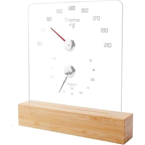 Thermomètre de sauna 2 en 1, en degrés Fahrenheit, pour sauna d'hôtel - Bois et transparent (1/5)