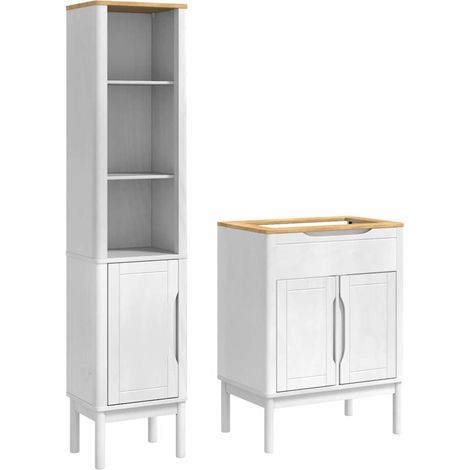 Maison Exclusive - Set di mobili per il bagno con lo scaffale FLORO 2 pcs Bianco