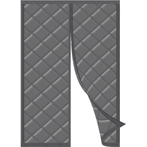 Wärmeisolierender magnetischer Türvorhang 90 x 210 cm, kein Bohren erforderlich, geeignet für Sommer und Winter, Grau (1/5)