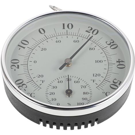 Thermo-hygromètre mécanique, 4"/métal, blanc, pour intérieur (1/5)