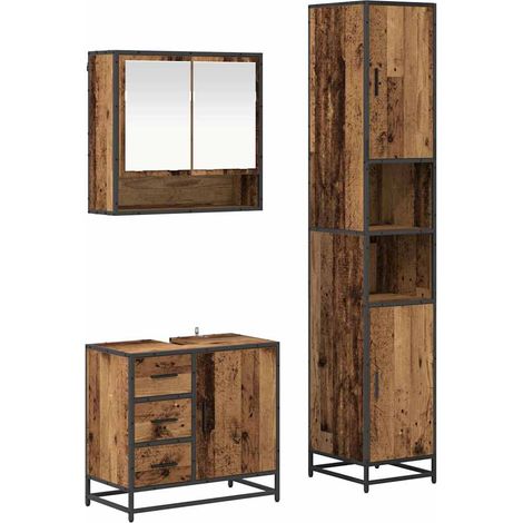 Maison Exclusive - Set di mobili per il bagno con cassetto 3 pcs Legno vecchio