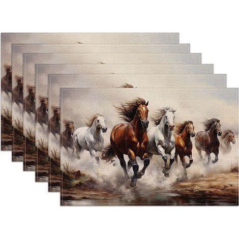 Juego de manteles individuales lavables y resistentes a las manchas, 45x30 cm, decoración del hogar, cocina rústica, primavera y verano (6 piezas) (1/5)