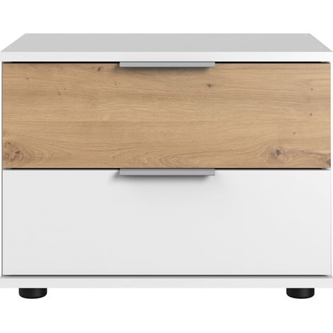 Schlafzimmer Nachtschrank Nachttisch mit 2 Schubladen in weiß mit Artisan Eiche Nb. GRANADA-43, B/H/T ca. 52/40/38 cm (1/2)