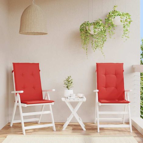 vidaXL Cojín silla de jardín respaldo alto 2 uds tela rojo 120x50x3 cm (1/5)