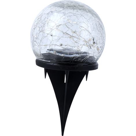 Lampe solaire imperméable à pointe de sol en forme de boule de verre craquelée, luminaire décoratif de paysage, idéal pour un jardin, une cour, un sentier ou un sentier (1/5)