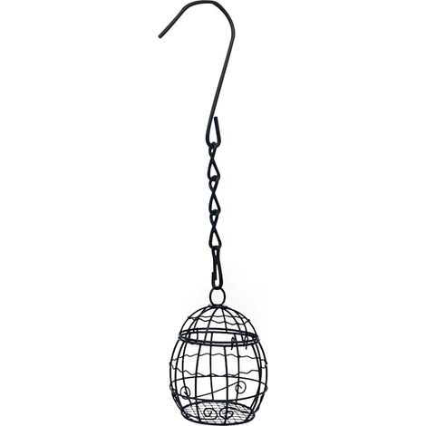 2,8 Zoll Talgball-Futterstation, Metall-Futterstation zum Aufhängen im Freien, Mini-Futterstation für den Außenbereich, Eisentalgball-Futterstation mit Haken für Garten, Hof, Terrasse, Dekoration, Sch (1/5)