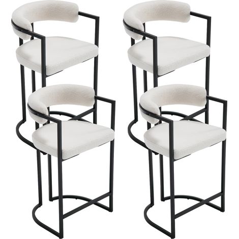 Wahson Velvet Bar Stools 4Pcs – Modern Counter Chairs for Kitchen, Home Bar & Restaurant, White