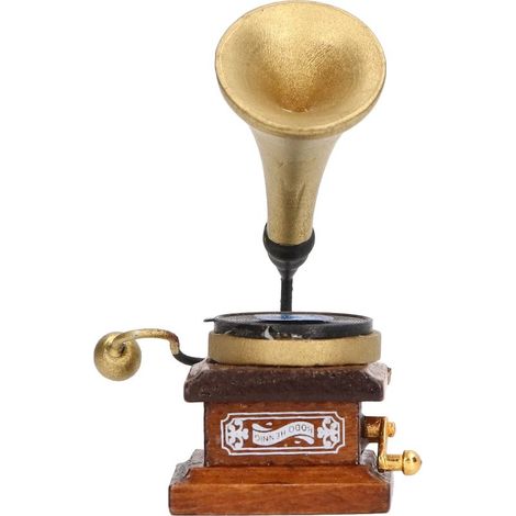 Gramophone Vintage 1/12 pour Maison de Poupée - Miniature avec Disque, Meuble Miniature (1/5)