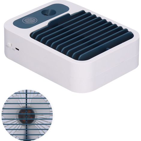 Mini-Luftbefeuchter-Sprühventilator, tragbar, mit USB-Ladefunktion, weiß/blau, für Schreibtisch, Büro oder Studentenwohnheim (1/5)