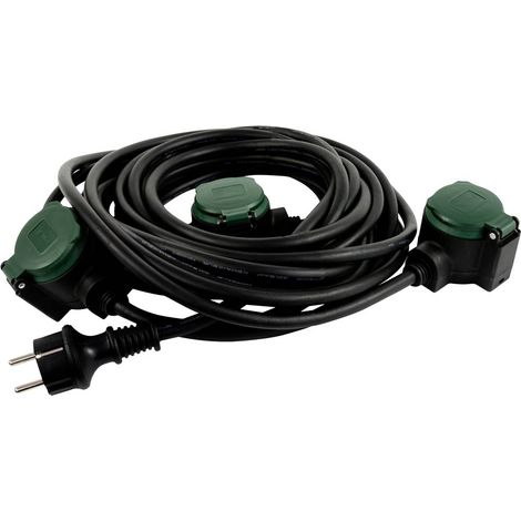 REV 0017103512 Suprafelx Prolunga Elettrica 10 m 3 Prese IP44 H07RN-F 3x1,5 mm² colore Nero Verde