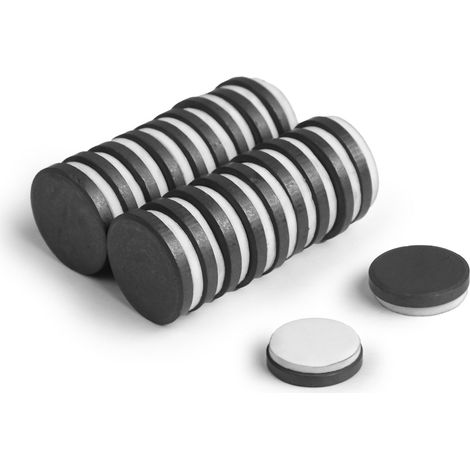 First4magnets(tm) F406FA-20 Magnete in ferrite Y10, Diametro 20 mm x Spessore 3 mm, con Schiuma autoadesiva, trazione 0,6 kg (Confezione da 20)