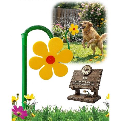 Arroseur Crazy Daisy pour chien, motif tournesol, jouet amusant pour le jardin et les enfants, tuyau d'arrosage dansant, chaîne de jeu pour pelouse et jardin, version améliorée 2026, marguerites rotat (1/5)