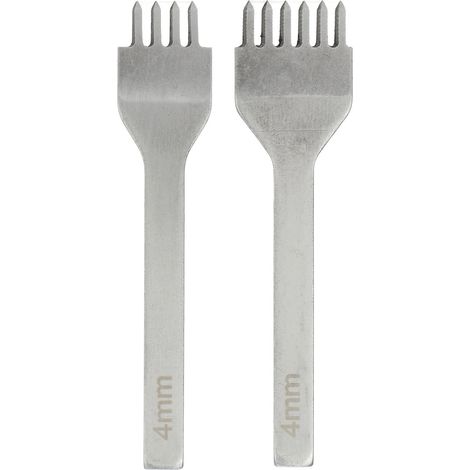 2 Pcs 4mm 4 Teeth 6 Teeth Leather Pricking Iron Mirror Polishing Leather Prong Punch with Large Holes for Leather Crafts (1/5)