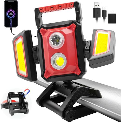 Rechargeable work light,  4000LM magnetic work light - Clamp/tripod mount,  5-mode portable wireless floodlight (1/5)