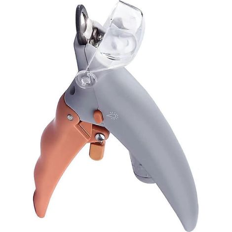 Outil de toilettage pour animaux avec poignée ergonomique antidérapante et lumière LED pour éviter de trop couper les griffes. Idéal pour les animaux. (1/3)