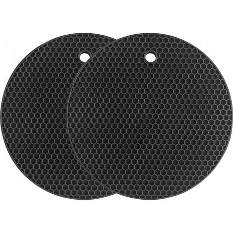 Tapis de séchage multifonction en résistant à la chaleur jusqu'à 240 °C imperméable lot de 2 Silicone Noir (1/5)