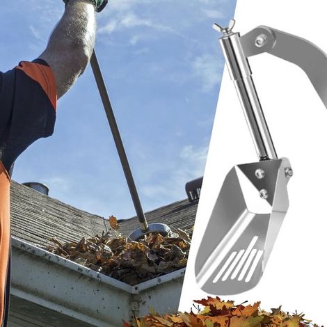 Paletta in acciaio inox per la pulizia delle grondaie e la rimozione dei detriti - Strumento per la manutenzione dei sistemi di drenaggio ostruiti per giardini, ville e palazzi. (1/4)