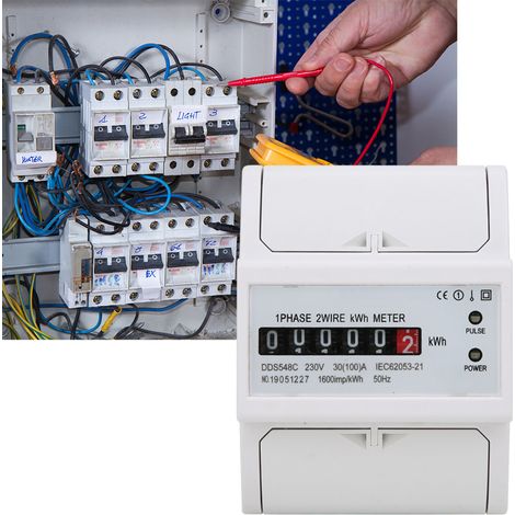 Compteur d'énergie monophasé 4 pôles 230 V DDS548C, montage sur rail DIN 35 mm (1/5)