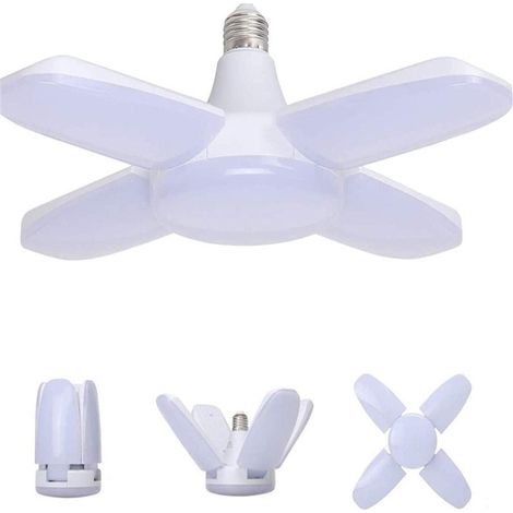 Lampe Garage E27 60W, Blanc Froid 6500K 6800Lm Lampe Atelier Déformable avec 4 Panneaux Ajustables, Éclairage Plafond LED, pour Garages, Entrepôts, Gymnases (lot de 1) (1/5)