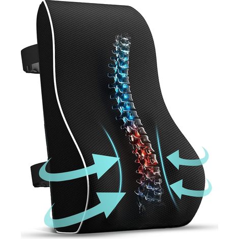 Office Lumbar Cushion, Ergonomic Seat Cushion, Memory Foam Back Cushion, Car Lumbar Cushion for Office Chair, Car Seat, Sofa, Back Comfort, Lumbar Cushions (1/5)