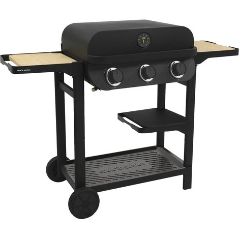 MF - Barbacoa de Gas FLAVO 60 - Plancha y Parrilla Hierro Fundido - 3 Quemadores - Termómetro - Estantes Modulares - Para 10 Comensales (1/4)