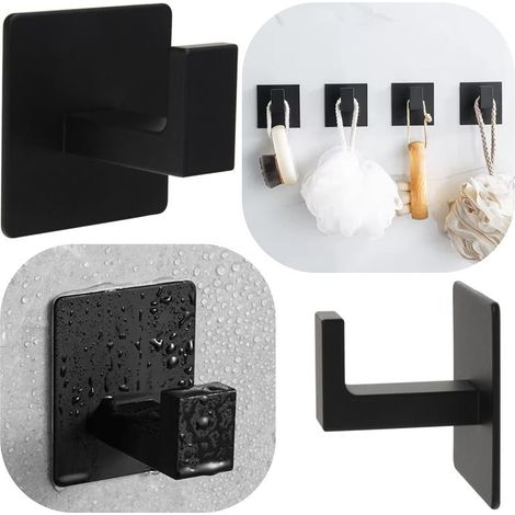 Toallero de baño con gancho de pared para baño y cocina, color negro (1/5)
