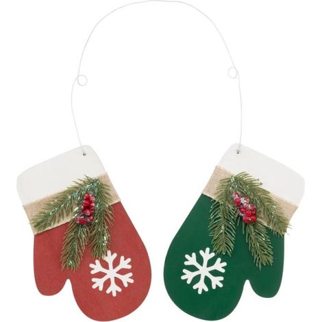 Paris Prix - Décoration Murale De Noël mouffle 38cm Rouge & Vert