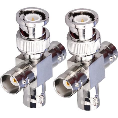 Lot de 2 connecteurs coaxiaux RF de type T BNC mâle vers 3 femelles, 4 W (1/5)