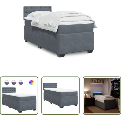 Matratze - Boxspringbett mit Matratze Dunkelgrau 90x200 cm Samt (1/5)