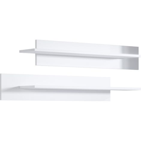 Set de 2 Estantes de Pared Estanterías Murales Suspendidos Colgantes Largo 100 cm 100x20x20cm Modelo Luke Blanco Acabado en Brillo (1/3)